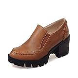  Frauen Runde Zehen High Heels Plattform Gerichte Schuhe Mode Blockabsatz Frühling Herbst Chelsea Stiefel Slip on Pumps