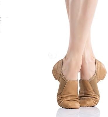Ballet Shoes Genuine Leather Jazz Dance Shoes Tan Black Jazz Shoes Adults Dance Sneakers for Girls Women Dance Shoes(Tan,39)