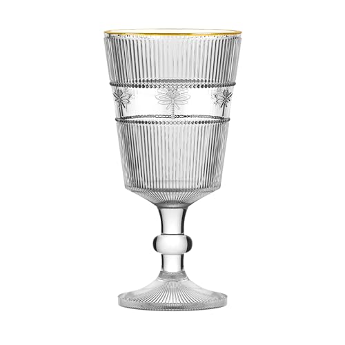 L'hermitage, Jg 6 tacas Aeshna em vidro borda gold rim 325ml - libélula