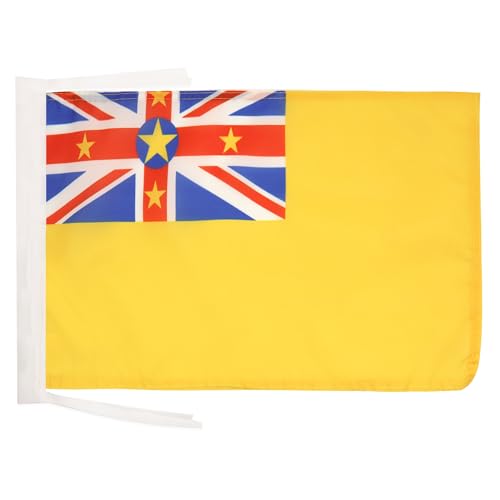 AZ FLAG - Drapeau Niue - 45x30 cm - Pavillon Niuéen 100% Polyester Avec Deux Cordelettes - 20g