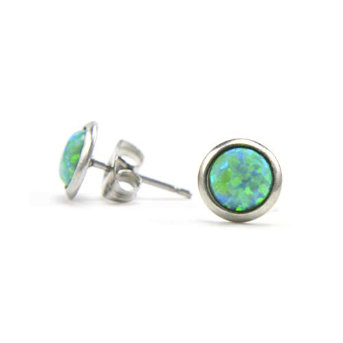 Boucles d'oreilles opale clous acier chirurgical hypoallergénique pierre octobre