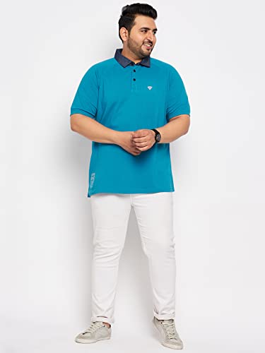 Image of Club York Men Cotton Blend Half Sleeve Polo Neck Solid Plus Size T-Shirts