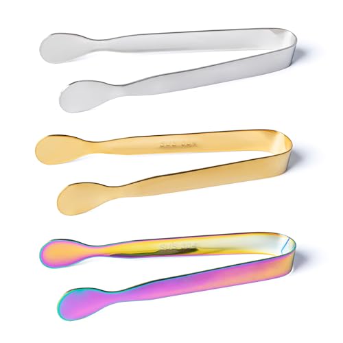 MEGAVOW 3 Pcs Pince a Sucre, Pince à Glaçons en Acier Inoxydable, Pinces a Bonbon, Mini Multifonction Pinces de Service, Pour Sucre, Biscuit, Glace, Buffet,...
