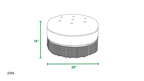 Jennifer Taylor Home Yolanda 24" Round Upholstered Accent Ottoman in Purple Floral Sateen Jacquard with Gold Trim