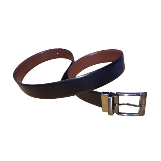 Lussoro Cinto masculino reversível clássico italiano de couro de grão superior preto e marrom com fivela giratória, Preto, For Waist Size 30