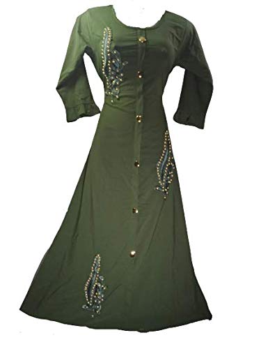 iCloth Women's Straight Crepe A-Line kurtaDark Green 2020