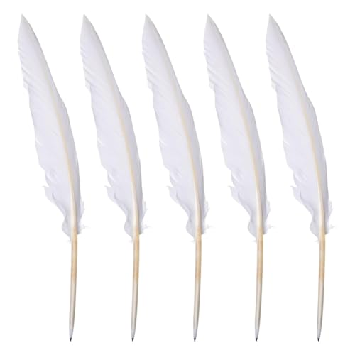 UUYYEO 10 Pcs Feather Calligraphy Pens Quill Ballpoint Pens Signature Writing Pens Vintage Ink Pens Antique Dip Pens Wedding Signing Pens School Office Supplies