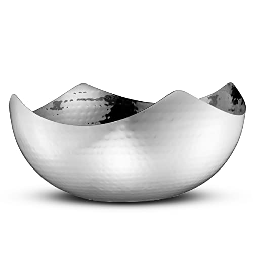 James Scott Serving Bowls Set Of 2 - Hammered Stainless Steel Wave Bowls, 6-Inch & 10-Inch - Multipurpose For Bathroom, Kitchen, Dining - Fruit, Candy, Salad, Snacks, Accessories #TOP3
