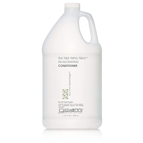 GIOVANNI Tea Tree Triple Treat Invigorating Conditioner - Cooling Peppermint, Eucalyptus, Rosemary, Helps Dry Flaking Scalp, Paraben Free, Helps to Moisturize, Smooth & Detangle - 128 oz