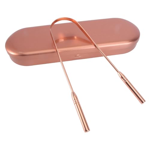 ibasenice Raschietto Pulizia Lingua in Rame Naturale 1 Pezzo, Tongue Scraper e Tongue Cleaner, Spazzola Orale per Rimuovere Residui e Combattere Alito Sgradevole, Strumento Orale per Uso Quotidiano