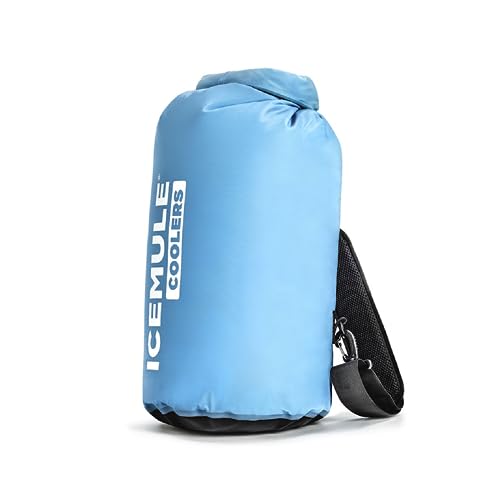 ICEMULE Classic Small Collapsible Sling Strap Cooler – Hands Free, 100% Waterproof, 24+ Hours Cooling, Soft Sided Cooler for Hiking, Kayaking, Camping & Fishing, 10 Liter, Fits 12 Cans + Ice, Blue