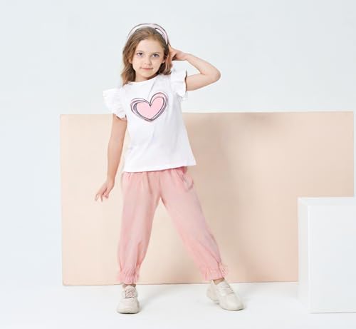 Image of Yoxindax Girls' 2-Piece Clothes Bow Print Zip-Up Hoodie Contrast-Color Wide-Leg Pants Winter 7-14Y Outfits Set