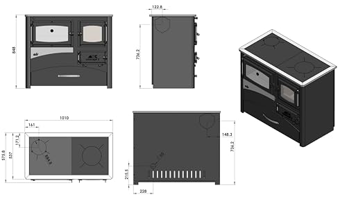 Foto von EEK A Kaminofen mit Backfach und Herdplatte ABC Concept 2 Air Rechts Mehrfachbelegung Holzofen 11,6 kW Kamin Ofen Holz Werkstattofen Schwedenofen Hüttenofen Heizofen Holzofen