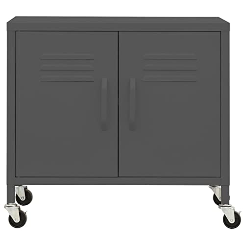 Armoire utilitaire anthracite avec étagères réglables et roulettes