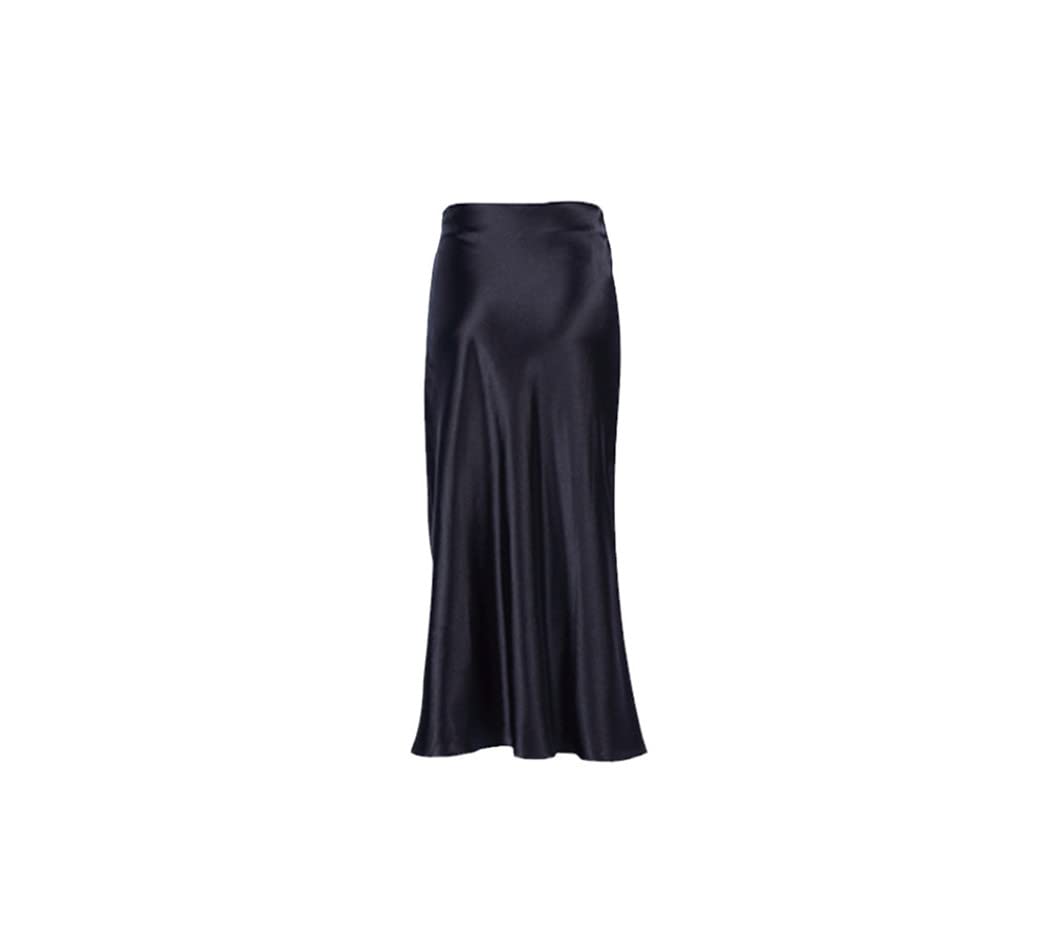 FULBHPRINT Estate Ufficio Signora Minigonna Casual Vita Alta Seta Gonne Lunghe Donne Raso High Street Aderente Gonne, Nero , M