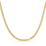 Eternate 14k Solid Gold 2mm Box Chain Necklace for Women in Yellow Gold | Minimalist Gold Box Chain