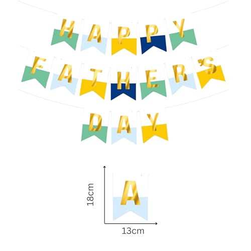 Image of Happy Father's Day Glitter Black Beer Bunting Banner for Dad Father's Party Decorations Backdrop Garland for Father's Day (White Blue Yellow Double)