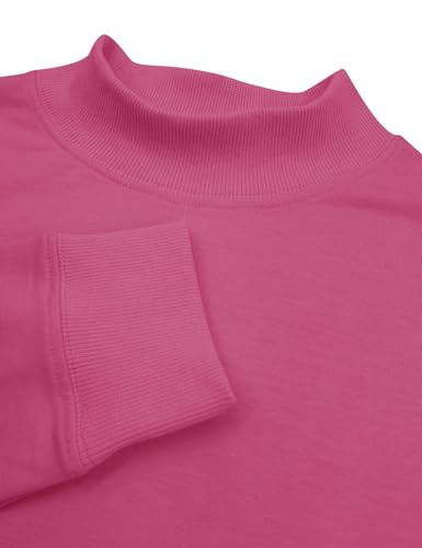 Minclouse Women's Casual Long sleeves Sweatshirt Tops Basic Loose Fit Mock Turtleneck Lightweight Tunic Pullover With Pocket Hot Pink