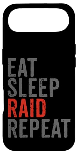 Eat Sleep Raid リピートゲーム オンラインビデオゲーマー レッド ブラック スマホケース iPhone Air 用