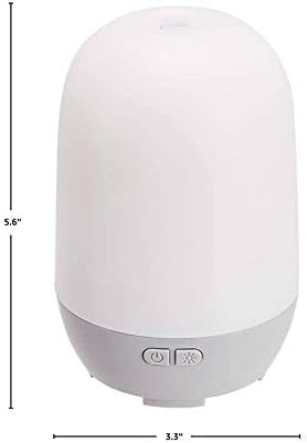 Amazon Basics 100ml Ultrasonic Aromatherapy Essential Oil Diffuser, Light Grey Base, with 7 Colors Night Light, UK Plug