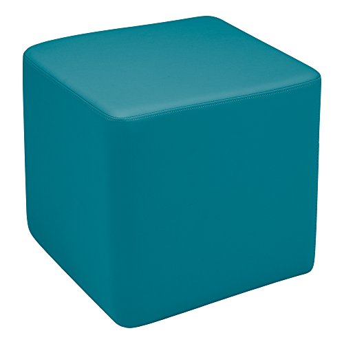Image of Sprogs 18 inch H Structured Cube Stool -Flexible Modular Collaborative Soft Seating for Office, Home, Lounge and School Classrooms with Durable Frame & Set of 2 inch Casters Add-on -Teal