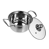 Alipis kleiner heißer Topf edelstahltopf edelstahlpfanne gastro pfanne küche accessoires küchen accessoires Kochen Deckel Induktion Stock Pot Suppentopf Rostfreier Stahl Silver