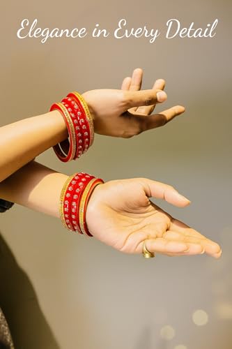 Image of Swara Creations Lah /Lac bangles red color Set, LAHTHI Churi Kundan work for Women and Girls(8 pcs)