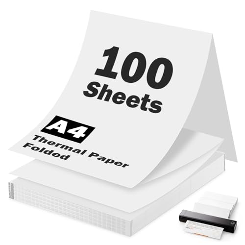 Papel Térmico A4 100 Hojas, Libre de BPA Y de Secado Rápido, Papel Impresora Termica para Impresora Térmica A4 Compatible con la Mayoría de Modelos, para Documentos, Páginas Web Y Fotos