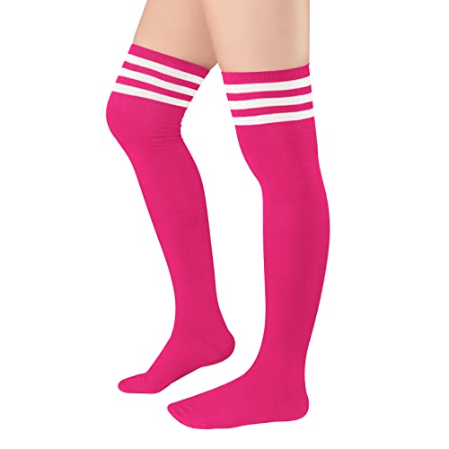 Azue Pink Thigh High Socks Pink Socks Pink Tube Socks For Cosplay Athletic Outdoor Sport Socks Over Knee Socks 1 Pack Hot Pink One Size thumb #2