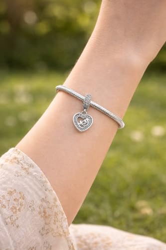 Charm de plata 925 corazón Mama compatible con pulseras y collares de moda 2