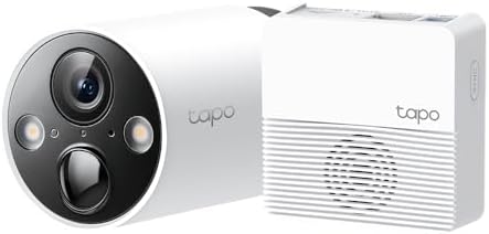Tp-Link Tapo TP-Link Security Wi-Fi Camera, Wireless, 2K QHD, 4MP, Colour Night Vision, Smart Free AI Detection and Notification, Light and Sound Alarm, Local Storage, IP65, Hub Included (Tapo C420S1)