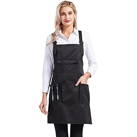 Nanxson Adjustable Women Bib Apron Multi Function Professional Salon Stylist Work Apron with Tool Pockets CF3010 black Cover