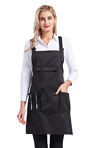 Nanxson Adjustable Hair Stylist Apron for Women with 4 Pockets Salon Work Apron Bib for Cooking...
