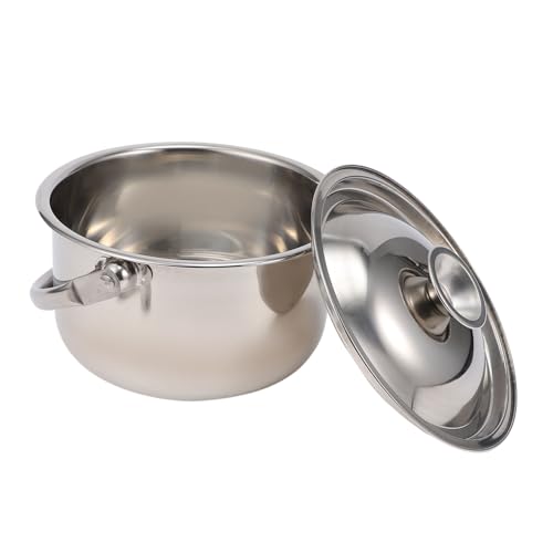 GRIRIW Olla de Cocina Inoxidable con Tapa y Asa para Sopa y Fideos Utensilio Multifuncional para Cocina Compatible con Inducción y Gas