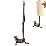 Mozhixue Frog Paper Towel Holder 16.5'' Cast Iron Paper Towel Holder Funny Toilet Paper Holder for The Floor or Counter in The Kitchen or Bathroom Bronze Rustic,Frog