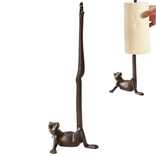 Mozhixue Frog Paper Towel Holder 16.5'' Cast Iron Paper Towel Holder Funny Toilet Paper Holder for The Floor or Counter in The Kitchen or Bathroom Bronze Rustic,Frog by mozhixue - Used condition - US$25.99