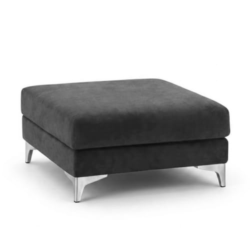 Image of Romeo Rich 4 Seater L Shape Sofa Set with Movable Ottomans | Flexible Layout | Velvet Suede Fabric | Golden Aesthetic Legs | Modern Sofa for Living Room (Dark Grey)
