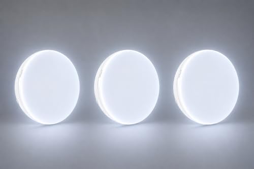 Image of OLIPS LED Bulkhead Moon Light IP54 Waterproof Indoor /Outdoor Wall & Ceiling Light - Weatherproof, Shock Proof, Slim Plastic Surface-Mounted Fixture (18 WATT Round (Cool White), 3)