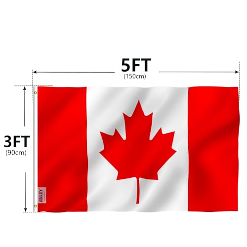 ANLEY Fly Breeze3x5ftカナダ国旗-鮮やかな色とUVフェード耐性-カナダヘッダーとダブルステッチ-カナダ国旗ポリエステル3x5ft、真ちゅう製グロメット付き