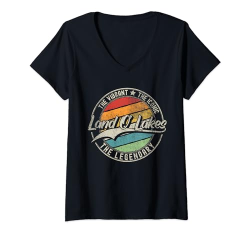 Mujer Land O' Lakes FL | Florida Vintage Distressed Camiseta Cuello V