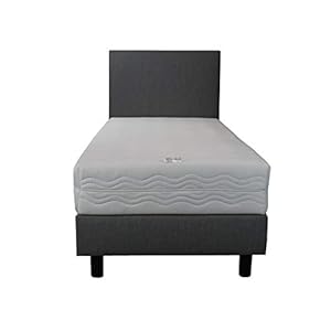 Bedworld Boxspring 90×200 cm met Matras – Luxe Hoofdbord – Gestoffeerd – Pocketvering Matras – Grijs