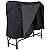 Sunnydaze Outdoor Firewood Log Rack and Cover Combo Set - Black Powder-Coated Steel and PVC - Black Fabric - 4-Foot