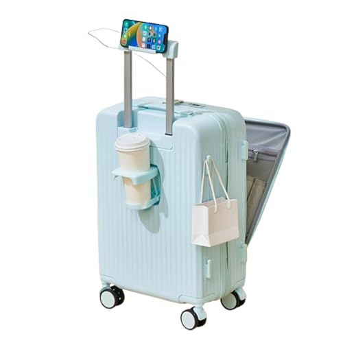 HYPIQQ Front Opening Hardshell Suitcase Cabin Size & Medium/Small - 4 Wheel Lightweight Luggage Carry On, Travel Suitcases with Wheels for Women/Men,F,18IN