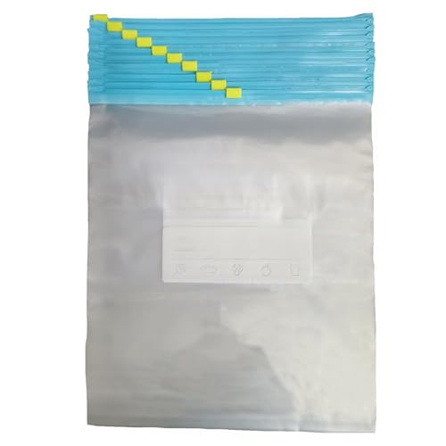 10 Pcs Large Zip Lock Bags Reusable Freezer Bags Food Storage Ziplock Bags with Expandable Bottom Clear PE Plastic Bags Leakproof Airtight Seal for Kitchen Food Travel Toiletries Storage