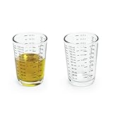 Fox Run Mini Multi-Purpose Liquid and Dry Measuring Shot Glass, Set of 2, 4-Ounce Cups, Clear, Small