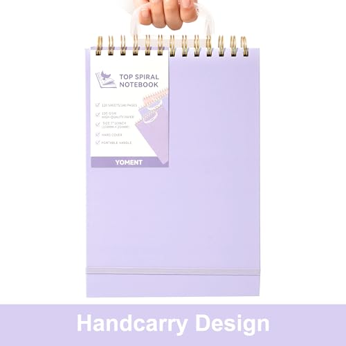 Yoment Top Spiral Notebook, Hardcover Steno Pads, 240 Pages Top Bound Spiral Notebooks, 7\"x10\" College Ruled Spiral Notepad Left-Handed Notebooks for Work School Office Business,Purple - Thumbnail 4