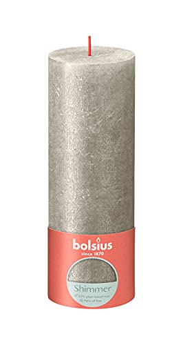 Bougies Pilier Bolsius Dorées - Lot De 4 - 19cm - 85h De Brûlage - Cire Végétale Écologique