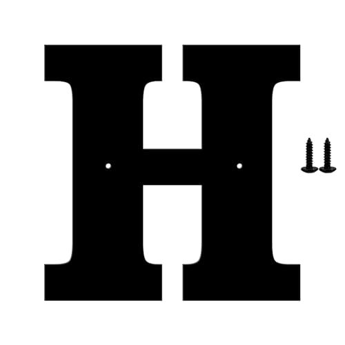 16 Inch House Numbers and Metal Letters for Outdoor Signs – Coated Address Letters for Garden, Door, and Mailbox Decoration, House Letters for Outside with Easy Installation Nail Kit (Letter H)