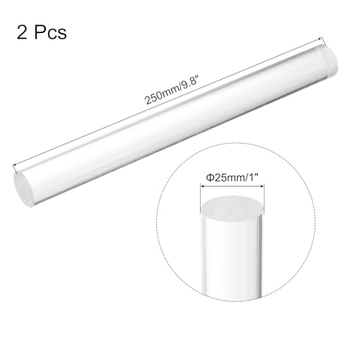 Image of MECCANIXITY 2pcs Acrylic Round Rods 1 inch x 10 inch Clear Acrylic Dowel Rods Sticks Plastic Sticks Strip for DIY Crafts Lighting Gardening Decoration - 25mm x 250mm
