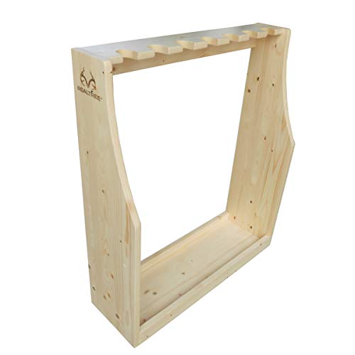 Rush Creek Creations unisex adult Realtree Sporting Floor Reatlree Solid Pine Freestanding 7 Rifle Shotgun Storage Rack Easy Assembly, tan, 0 US 